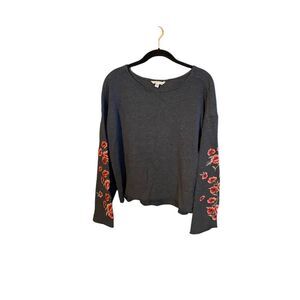 American eagle embroidered floral, bell sleeve sweater, size large